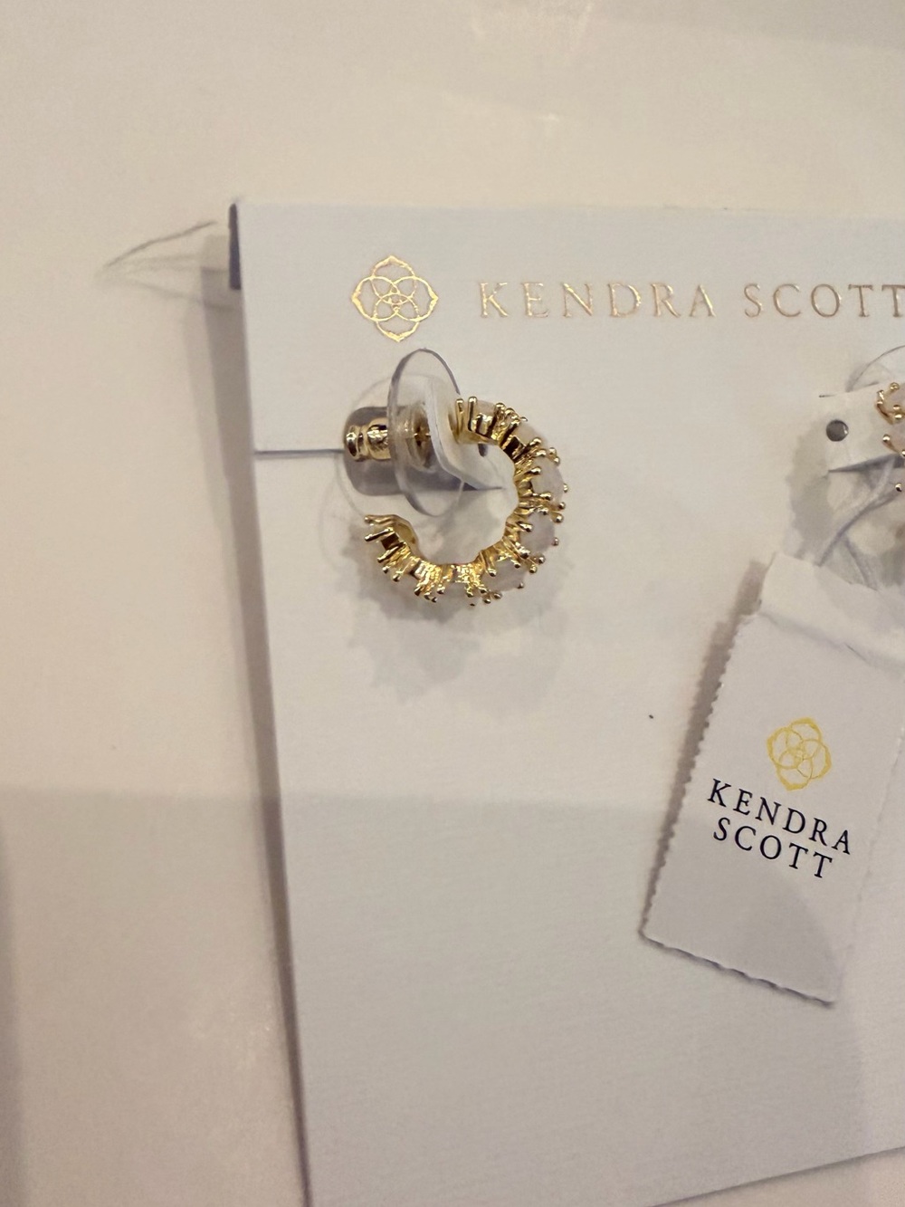 Kendra Scott Cailin Gold Huggie Earrings in White Crystal - Picture 3 of 3